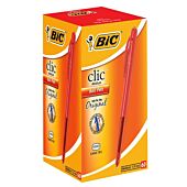 Bic Clic Red Medium Ballpoint Pens with Retractable Side Push Button-Medium 1.0 mm point-Sold as a Box of 60, Retail Packaging, No Warranty