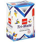 Cello Trimate Medium Point Pens 1.0mm Box of 50 Colour: Red, Retail Packaging, No Warranty
