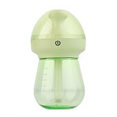 CaseyMilk Feeding Bottle Shaped Multifunctional Portable 240ml USB Humidifier Air Purifier Mist Maker with LED light For Home Office and Car-Green Retail Box No warranty