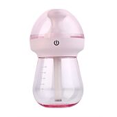 CaseyMilk Feeding Bottle Shaped Multifunctional Portable 240ml USB Humidifier Air Purifier Mist Maker with LED light For Home Office and Car-Pink Retail Box No warranty