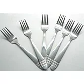 Casey Catering 6 Piece Stainless Steel Dinner Table Forks Set With Square Design Printed On Handle Retail Box No Warranty 