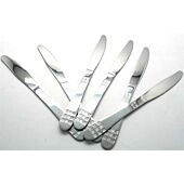 Casey Catering 6 Piece Stainless Steel Dinner Knives Set With Square Design Printed On Handle Retail Box No Warranty