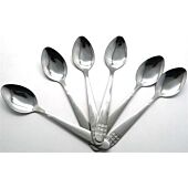 Casey Catering 6 Piece Stainless Steel Dinner Table Spoons Set With Square Design Printed On Handle Retail Box No Warranty