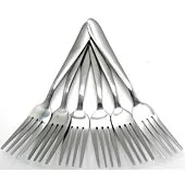 Casey Catering 6 Piece Stainless Steel Dinner Dessert Forks Set Plain Design Printed On Handle Retail Box No Warranty