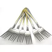 Casey Catering 6 Piece Stainless Steel Dinner Table Forks Set With Gold Wave Design Printed On Handle Retail Box No Warranty