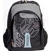 Macaroni Scolaro Universal Student Backpack-Lightweight ,Padded Back and shoulder straps ,Triple Main Plus One Side zippered compartments ,Top Grip Handle,Waterproof Material-Two Tone Black and Grey, Retail Box, 1 year Limited Warranty 