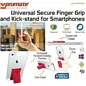 Promate Gripmate Universal Smartphone Secure Finger Grip and Kick-stand-Maroon,Retail Box , 1 Year Warranty