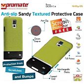 Promate Gritty S5 Anti-slip sandy textured protective case for Samsung Galaxy S5 Colour:Green, Retail Box , 1 Year Warranty