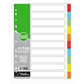 Treeline A4 160gsm Board File Dividers 10 Tab Bright Deep Tint Unprinted Not Numbered-(Tab 1-10),Retail Packaging, No Warranty