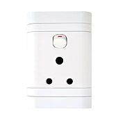 Lesco Single Switch Socket with Flush Cover -Voltage: 220-240V, Amperage: 16A ,Height: 100mm , Width: 50mm ,Material: Polycarbonate, Colour White, Sold as a Single unit, 3 Months Warranty
