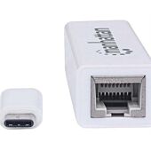 Manhattan Type-C to Gigabit Network Adapter - SuperSpeed USB 3.1 Gen 1 (5 Gbps); 10/100/1000 Mbps Gigabit Ethernet, Retail Box, Limited Lifetime Warranty