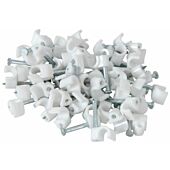 Noble Round Cable Clips 6mm White 100 Pieces per pack - Retail Packaging, 3 Months Warranty