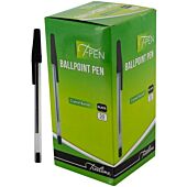 Treeline Crystal Barrel Ballpoint Pen Black Ink Box of 50- Smooth Writing, Long Lasting Ballpoint Pens, T-Pen Branded, Includes Lid For Drying Protection And Leakage, Clear Crystal Barrel Black Ink Retail Packaging, No Warranty