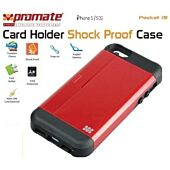 Promate Pocket.i5 iPhone 5 Shock Proof rubberized case with an in built card holder for iPhone 5/5s Colour:Maroon