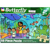Butterfly 60 Piece A4 Wooden Puzzle At The Aquarium -Interlocking Pieces 210 x 297mm, Each Puzzle Contains A Full Size Poster, Retail Packaging, No Warranty