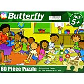 Butterfly 60 Piece A4 Wooden Puzzle In The Classroom -Interlocking Pieces 210 x 297mm, Each Puzzle Contains A Full Size Poster, Retail Packaging, No Warranty