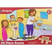 Butterfly 24 Piece A4 Wooden Puzzle Hygiene-Interlocking Pieces 210 x 297mm, Each Puzzle Contains A Full Size Poster, Retail Packaging, No Warranty