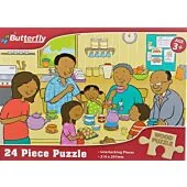 Butterfly 24 Piece A4 Wooden Puzzle My Family- Interlocking Pieces 210 x 297mm, Each Puzzle Contains A Full Size Poster, Retail Packaging, No Warranty