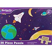 Butterfly 36 Piece A4 Wooden Puzzle Outer Space - Interlocking Pieces 210 x 297mm, Each Puzzle Contains A Full Size Poster, Retail Packaging, No Warranty