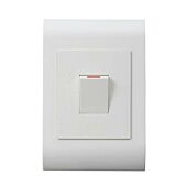 Lesco Pipelli 2 Pole Flush Isolator Switch Rectangle with hidden LED indicator light behind face plate - Amperage: 50A ,Height: 100mm , Width: 500mm ,Material: Polycarbonate, Colour White, Sold as a Single unit, 3 Months Warranty