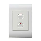 Lesco Pipelli 2 Lever 1 Way Flush Switch- Voltage: 220-240V, Amperage: 16A ,Height: 100mm , Width: 50mm ,Material: Polycarbonate, Colour White, Sold as a Single unit, 3 Months Warranty