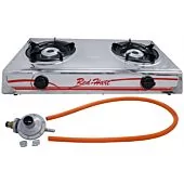 Casey Red Heart 2 Plate Stainless Steel Gas Stove-High Flame Burner For Faster Cooking