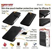 Promate Rocha iPhone 5 Slim-line pouch leather protective case Cover-Grey, Retail Box, 1 Year Warranty