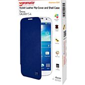 Promate Sansa-S4 Stylish Leather Flip-Cover and Shell Case for Samsung Galaxy S4-Blue Retail Box 1 Year Warranty