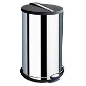 Totally 12 Litre Black Top And Foot Pedal Round Stainless Steel Dustbin, Retail Box Out of Box Failure Warranty