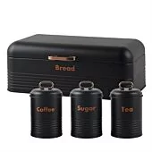 Totally 4pc BreadBin Combo Colour Black & Rose Gold Retail Box Out of Box Failure Warranty