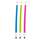 Whizzy Designer 3 Pack Micro USB Charge And Data Sync Cable-22cm Cable Length, USB Ver 2.0 Type A Male to Micro USB Type B Male, PVC Sleeve Anti Tangle Cable, Colour Pink Blue and Green, Retail Box , 1 Year Limited Warranty