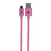 Whizzy Extra Long Micro USB Charge And Data Sync Cable ���?? 2.5 Metres Cable Length , USB Ver 2.0 Type A Male to Micro USB Type B Male, Nylon Sleeve Anti Tangle Cable, Colour Pink , Retail Box , 1 Year Limited Warranty