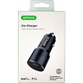 Type C and USB Car Charger Black