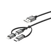 J5create JMLC11 3-in-1 Charging Sync Cable - Lightning+Type-C+Micro-B Black