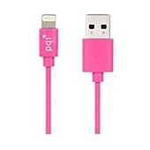 PQI - Apple Certified 90cm Flat cable length Lightning 8-Pin Syncing and Charging - Pink (Made for iPhone/ iPad / iPad Mini)