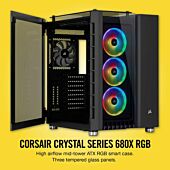 Corsair Crystal Series 680X RGB ATX High Airflow Tempered Glass Smart Case ? Black