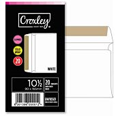 CROXLEY JD10 and a Half Linen Faced White Gummed Envelopes - 90X165 - Banded 20s (Box of 20 Packets)
