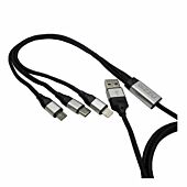 Gizzu 3in1 USB to Micro USB/Type-C/Lightning 1.2m Cable - Black