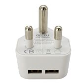 GIZZU 2 x USB 3-Prong Wall Charger White