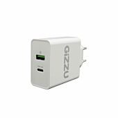 GIZZU Wall Charger Type C 18W PD QC3.0 36W - White with USB-C to Lightning 1.2m 8Pin Cable - Black