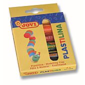 JOVI Plastilina Modelling Clay 6 x 15G Hangsell Box Assorted Colours (White, Red, Brown, Yellow, Green, Blue) (Box-5)