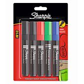 SHARPIE Marker W10 Chisel - x5 (2 Blk Ink, 1 Blu, 1 Red, 1 Grn) (Card) Box-12