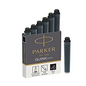 PARKER Fountain Pen Ink Cartridge Carded 6s - Short Black