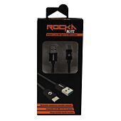Rocka Blitz series USB Type C to USB v3.0 cable 1.5 meter - black metal flexi cable