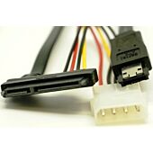 UniQue 4pin Power (Molex) Plug to SATA 15pin Power Socket Cable - combined with SATA 7pin data cable 30 cm -Black