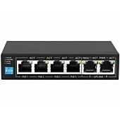 6 Port Fast Ethernet Switch with 4 AI PoE Ports and 2 FE Uplink