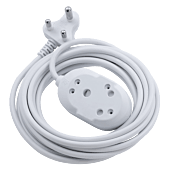 SWITCHED Light DUTY BTB EXTENSION LEADS 2 x 16A Socket 3m - White