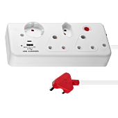 SWITCHED 4Way with 1xType C+1xUSB 2.4A socket Medium Surge Protected 0.5m