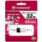 Transcend - 890 JetFlash 32GB USB-C & USB 3.1 Flash Drive - Silver