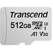 Transcend 512GB Micro SDXC Card - Class 10 Uhs-I U1/U3 V30 A1 with SD Adaptor